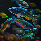 Colorful Exotic Fish School in Starry Underwater Scene