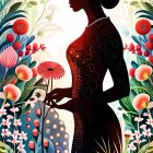 Colorful Floral Silhouette with Butterflies in Vibrant Illustration