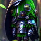 Anthropomorphic frog fantasy knight in enchanted forest