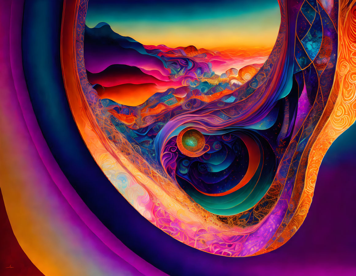 Colorful Abstract Landscape with Swirling Patterns