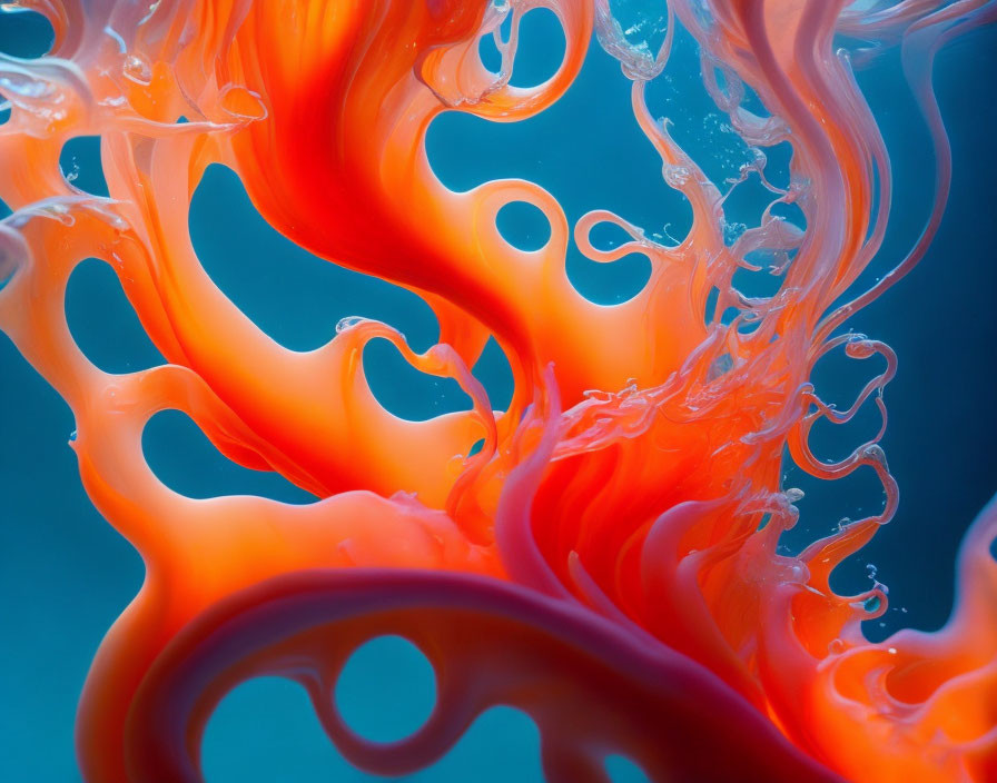 Abstract Orange Flame-like Shapes on Blue Background