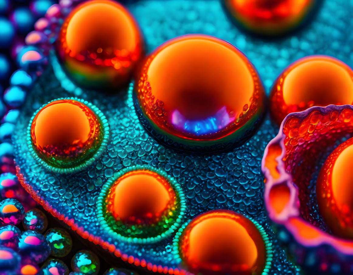 Colorful Water Droplets Macro Photography with Bokeh Background