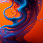 Blue and orange ink swirls with ethereal smoke effect