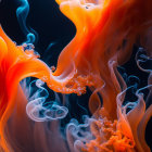 Vivid Orange Flames and Swirling Smoke on Dark Background