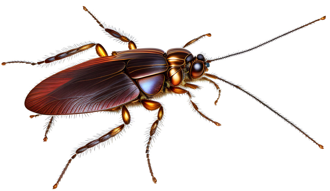 Detailed Brown Cockroach Illustration with Long Antennae and Spiny Legs