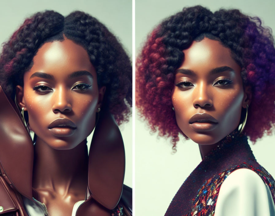 Split Image: Woman with Two Hairstyles & Makeup Looks