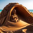 Detailed Sand Sculpture: Woman in Shell on Beach