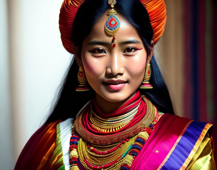 Traditional Indian Attire and Jewelry on Woman