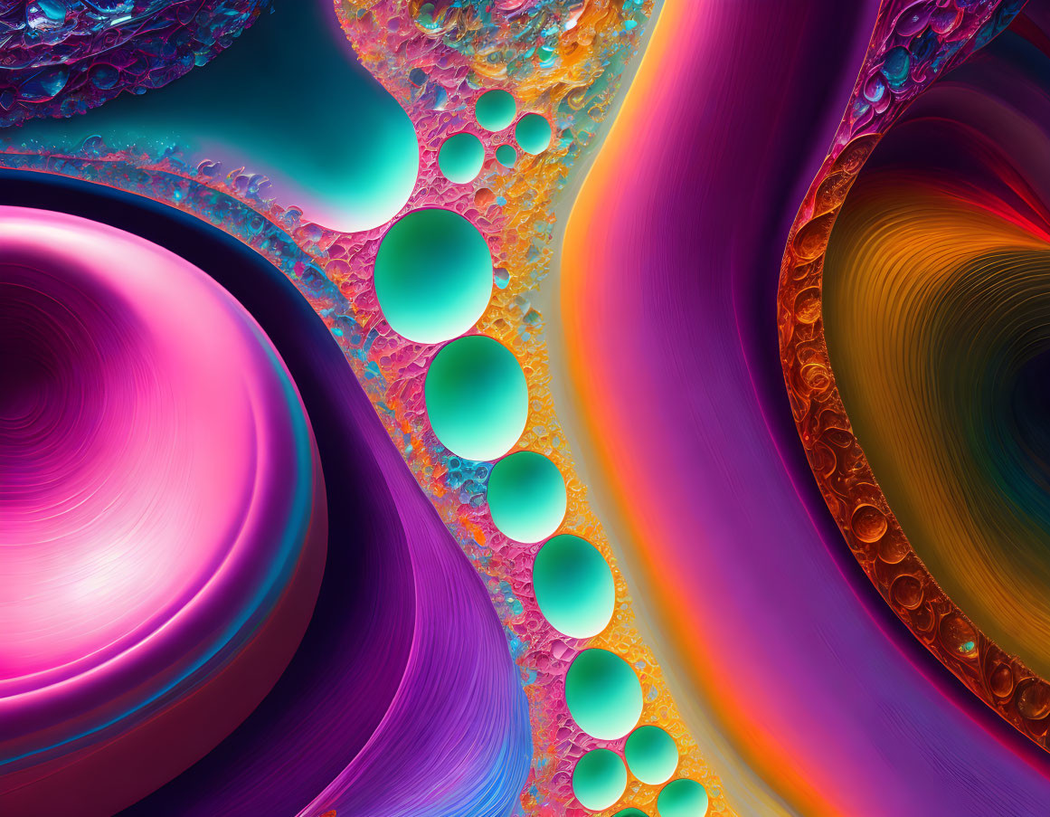 Vivid Abstract Image: Swirling Turquoise, Pink & Orange Patterns