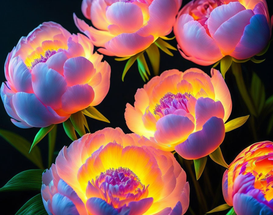 Detailed Pink Peonies on Dark Background