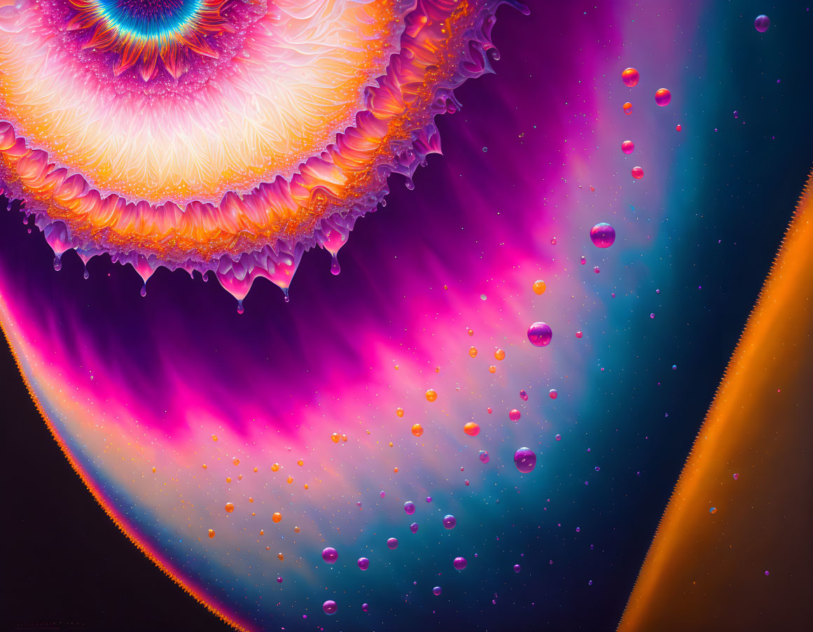 Abstract Digital Art: Vibrant Swirling Patterns in Purple, Pink, Orange, and Gold