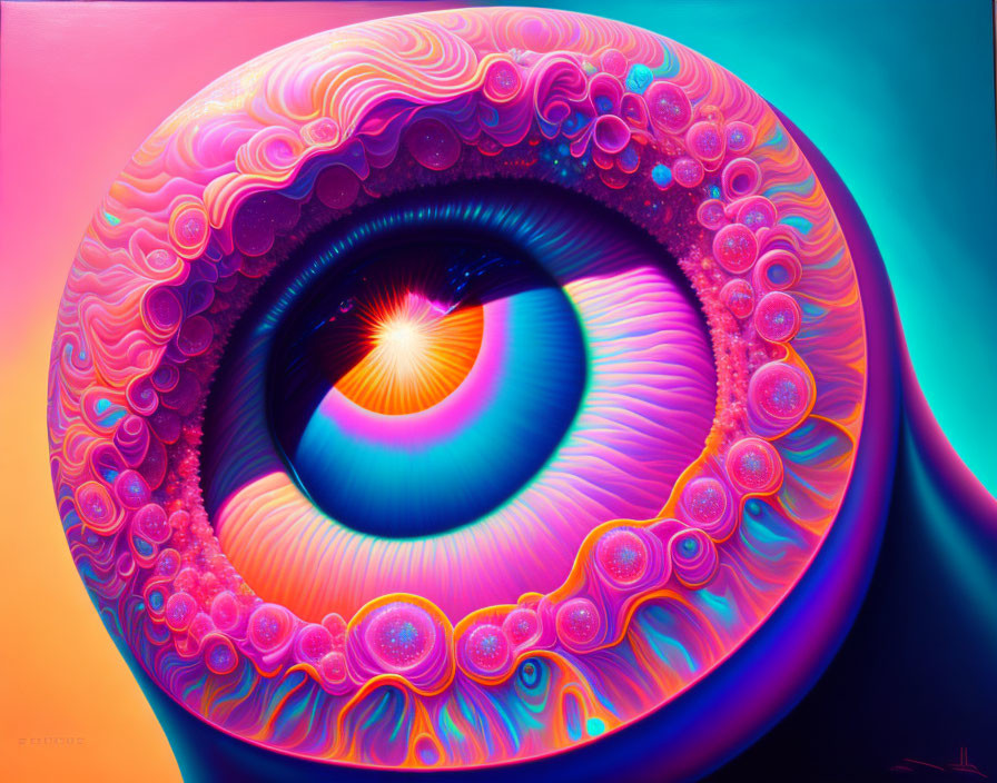 Colorful Psychedelic Eye Artwork with Swirling Patterns