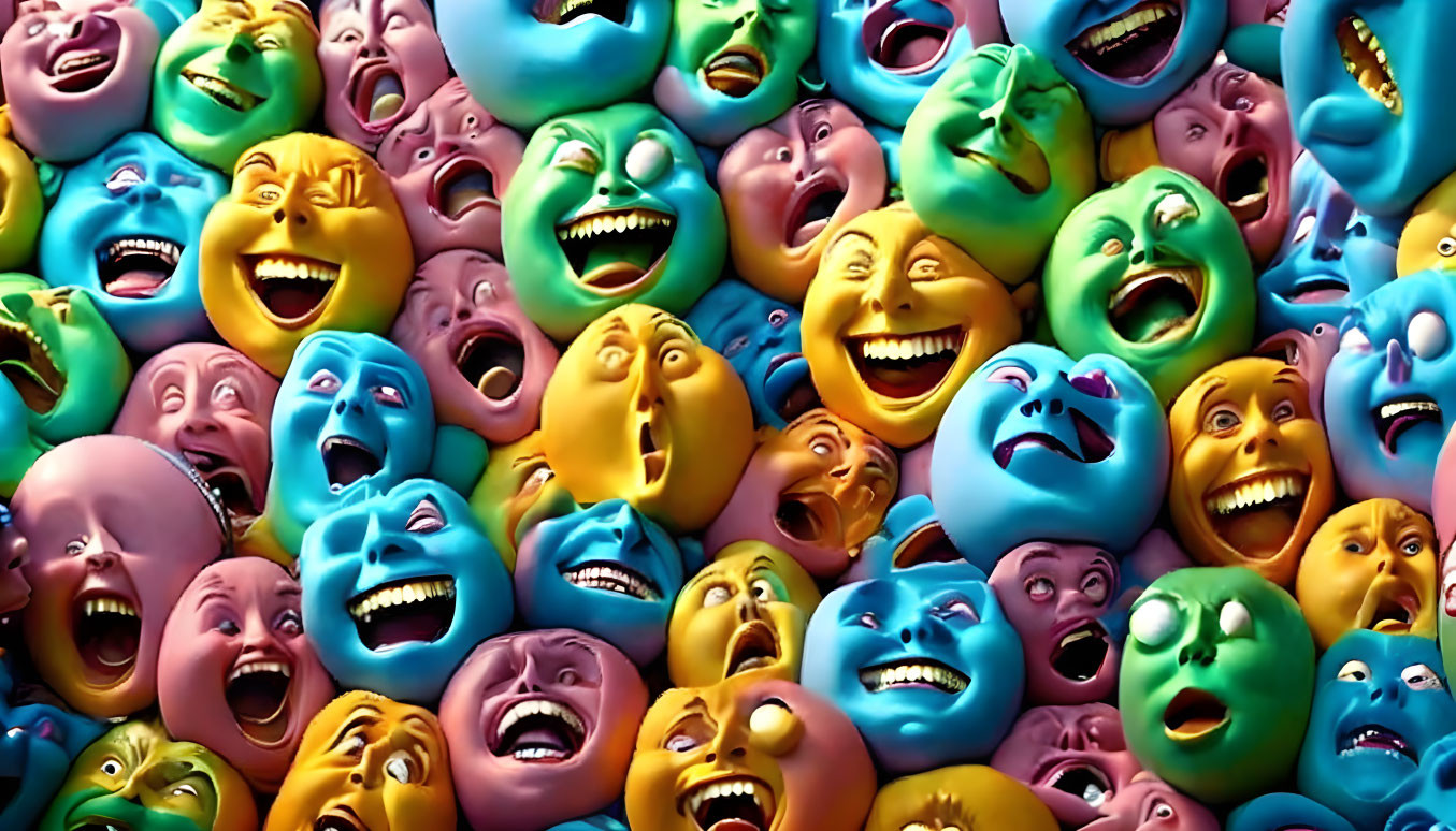 Vibrant Faces with Exaggerated Expressions in Close Proximity