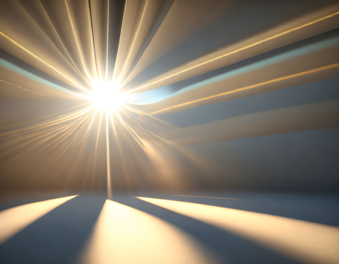 Sunburst with dramatic light rays on gradient sky