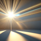 Sunburst with dramatic light rays on gradient sky