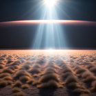 Desert landscape with sunrise light on textured dunes.