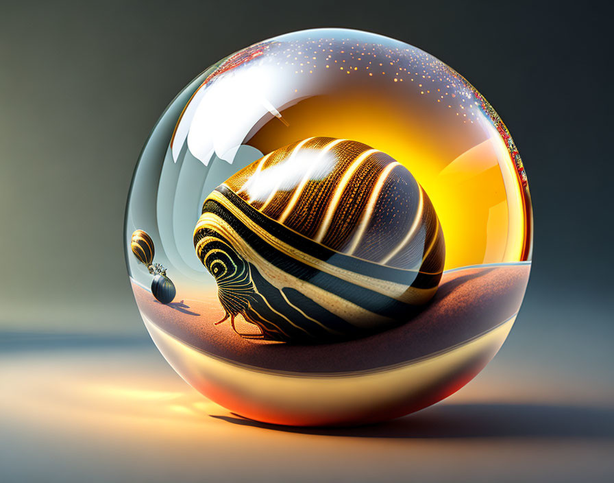 Intricate glossy orbs with reflections on gradient background