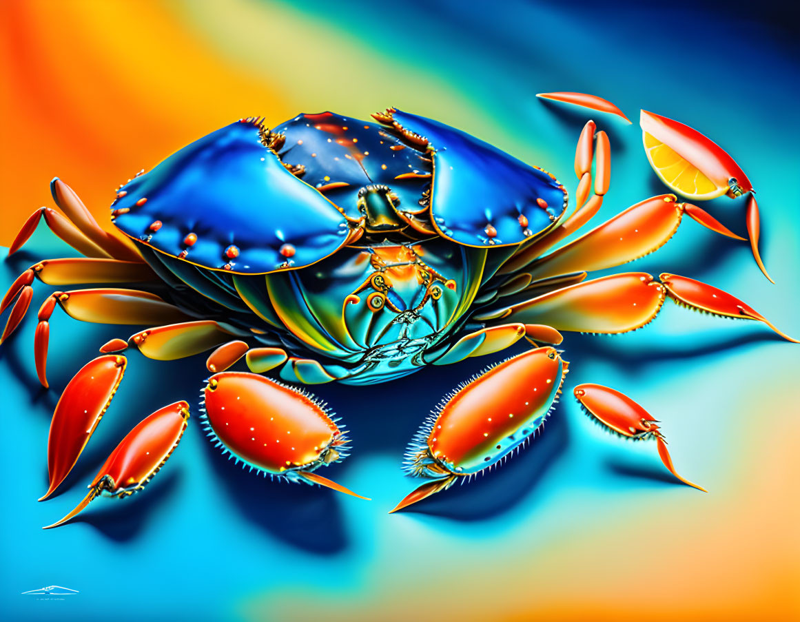 Colorful Crab Digital Painting with Exaggerated Claws