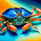 Colorful Crab Digital Painting with Exaggerated Claws