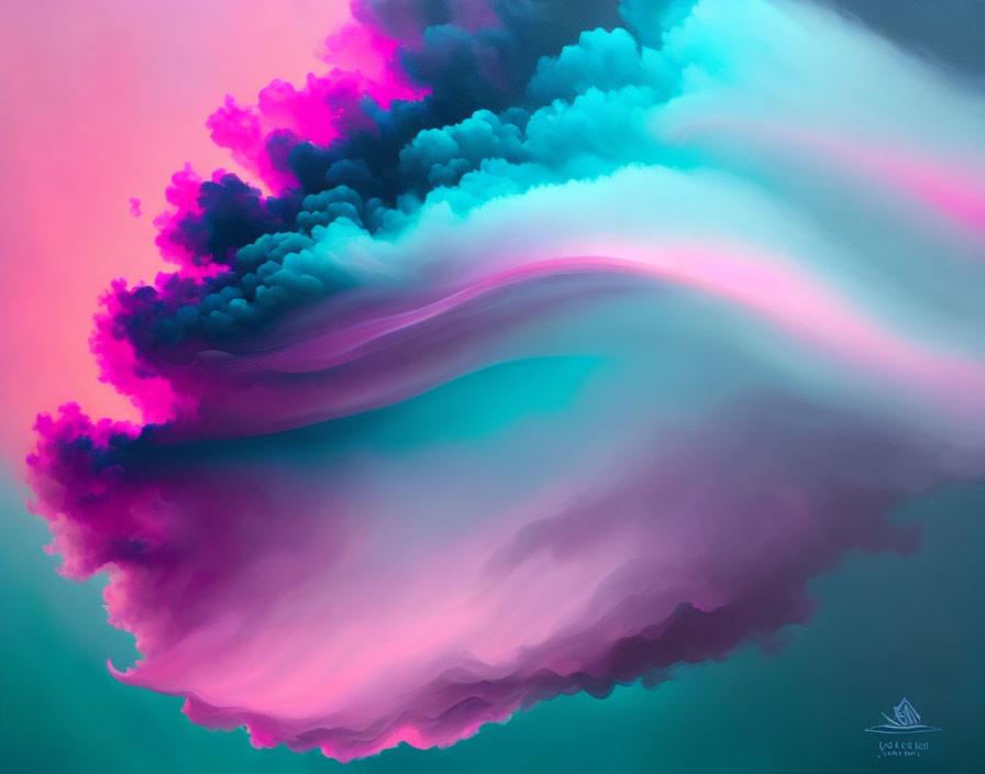 Swirling Pink, Blue, and Teal Clouds with Dreamlike Quality