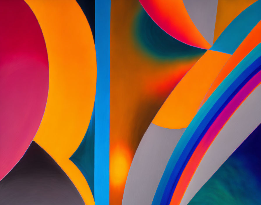 Vivid Abstract Art with Curving Shapes & Colors