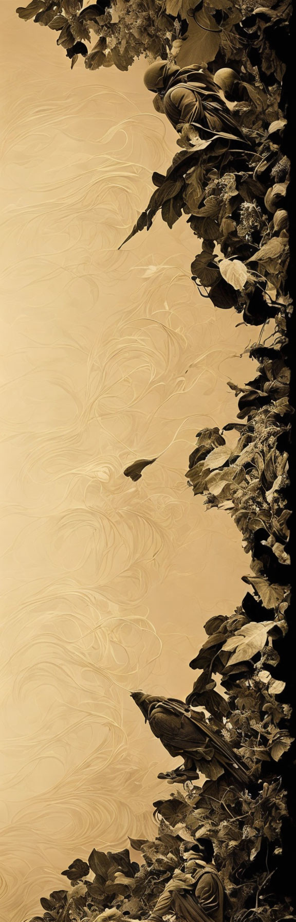 Sepia-Toned Vertical Image with Ornate Leaf Border