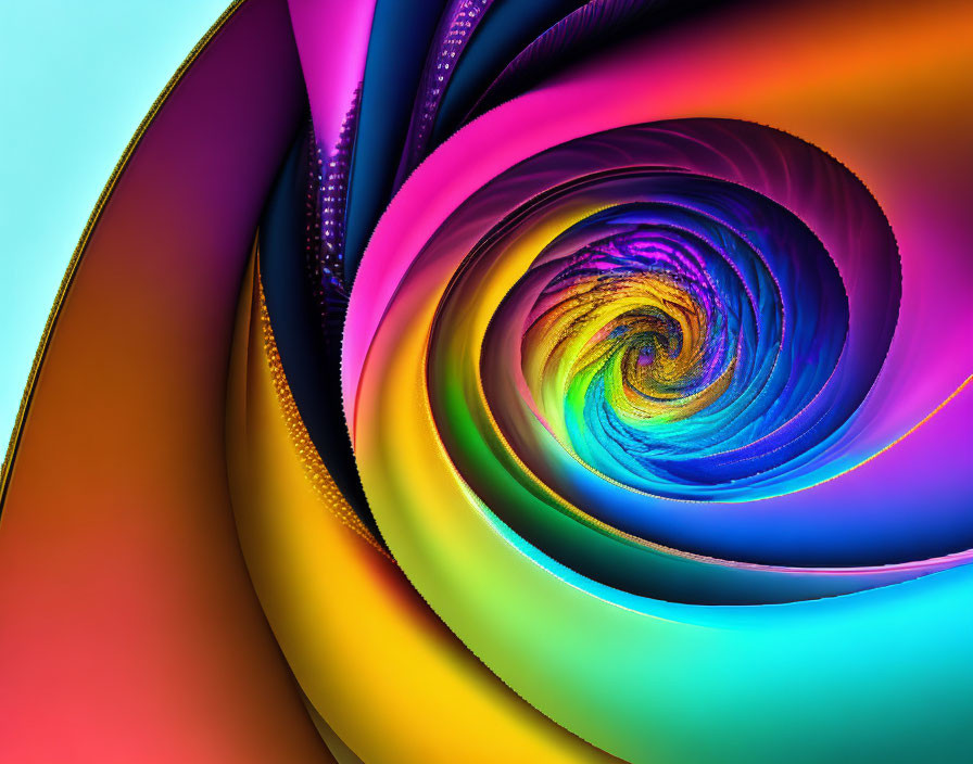 Colorful Abstract Spiral Pattern with Rainbow Gradient and Intricate Textures