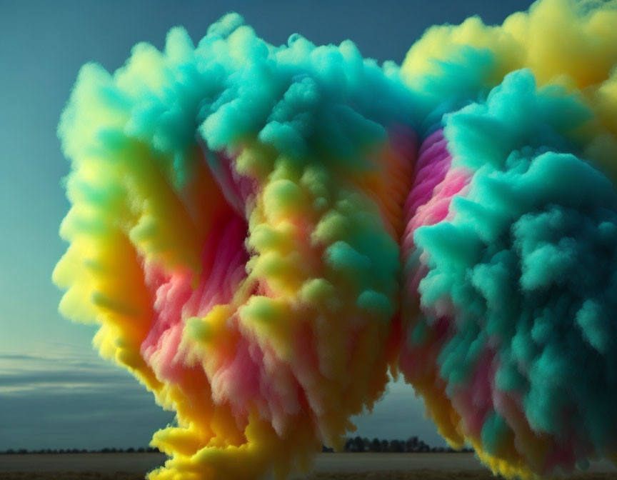 Multicolored cloud formation in blue, yellow, and pink hues