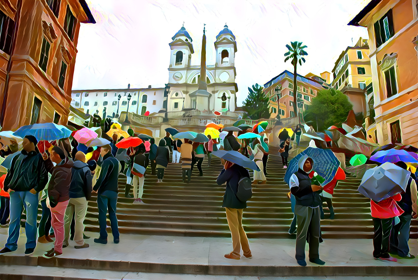 "Spanish Steps, Rome, in the Rain" - by Unreal.