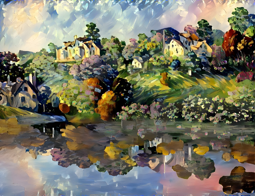 "Houses by the Lake" softer colouring. Unreal/AI 