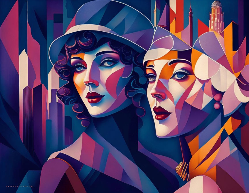 Glamorous Women in Bold Geometric Modern Art