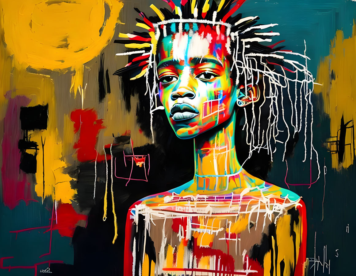 Colorful Abstract Portrait with Expressive Brush Strokes