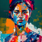 Colorful Abstract Portrait of Woman with Bold Brush Strokes