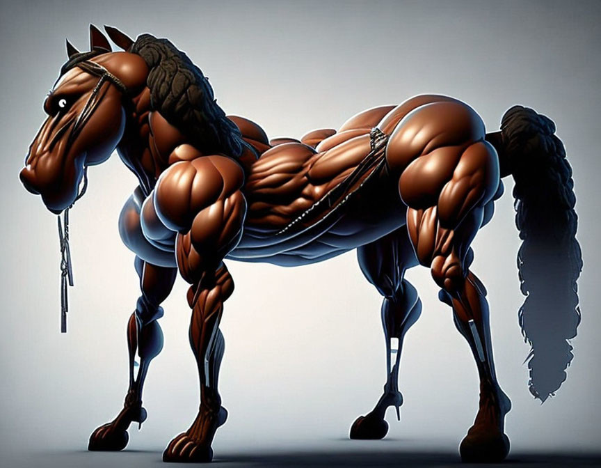 Dynamic Muscular Horse Artwork in Stylized Form