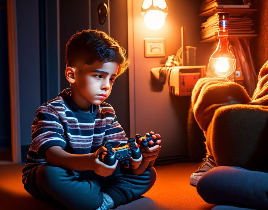 Boy playing video games