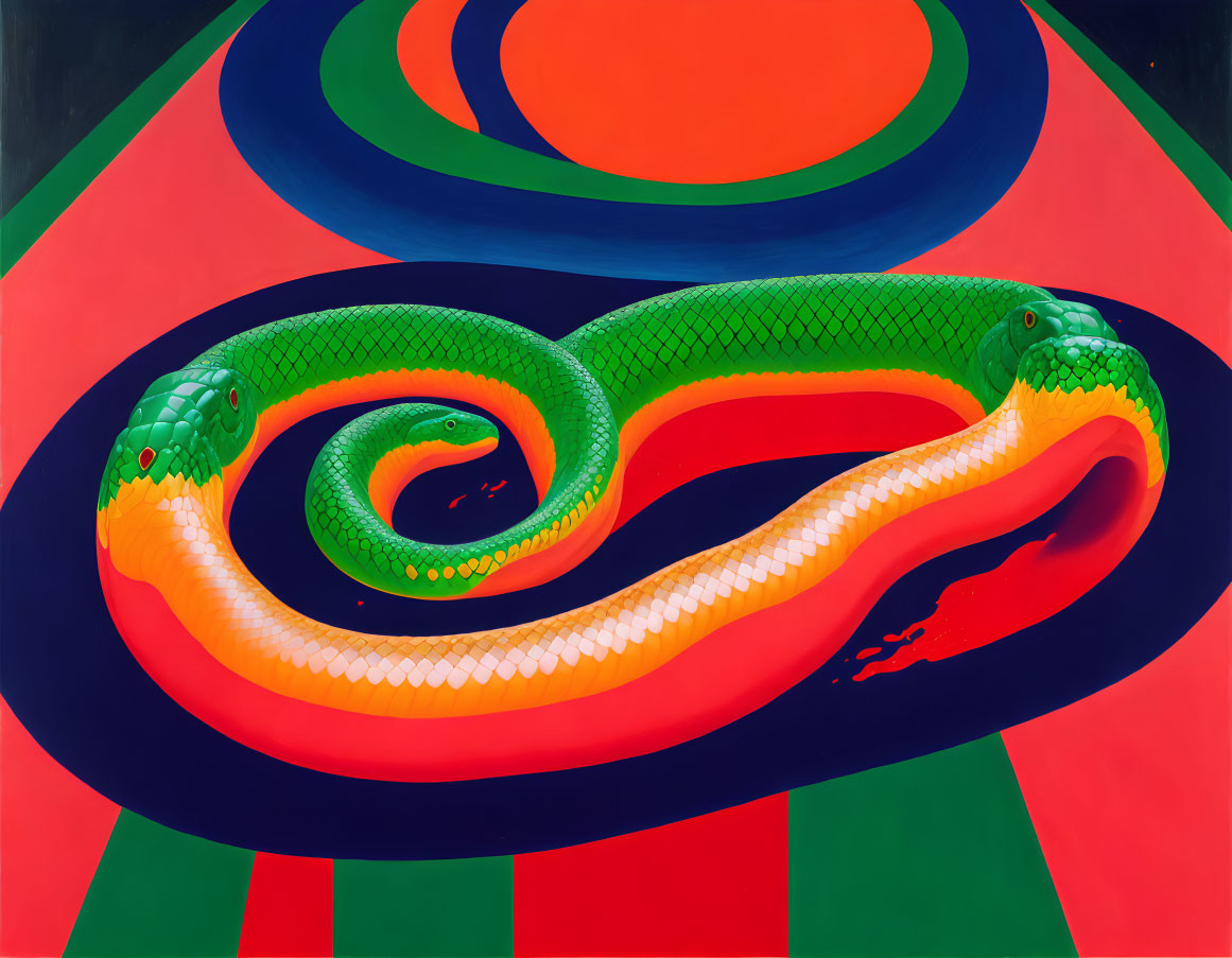 Colorful Abstract Snake Illustration on Vibrant Background