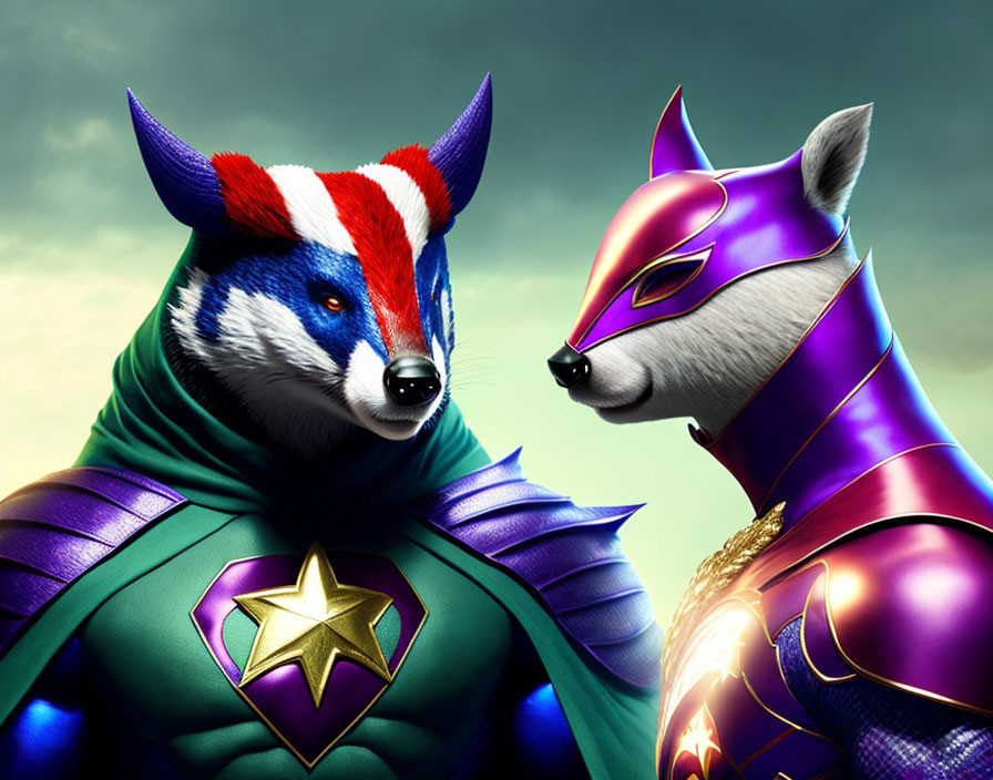 Anthropomorphic animals in superhero costumes face off