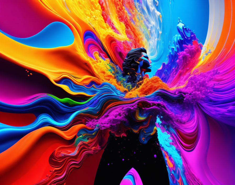 Colorful digital artwork: Red to purple swirls