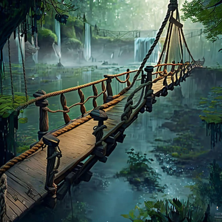 Bridge Over Rainforest River