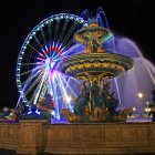 Illustration of illuminated fantasy theme park at night