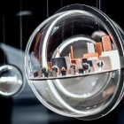 Transparent Spheres with Futuristic Cityscapes on Starry Sky