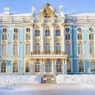 Blue and White Palace with Gold Detailing and Grand Staircase