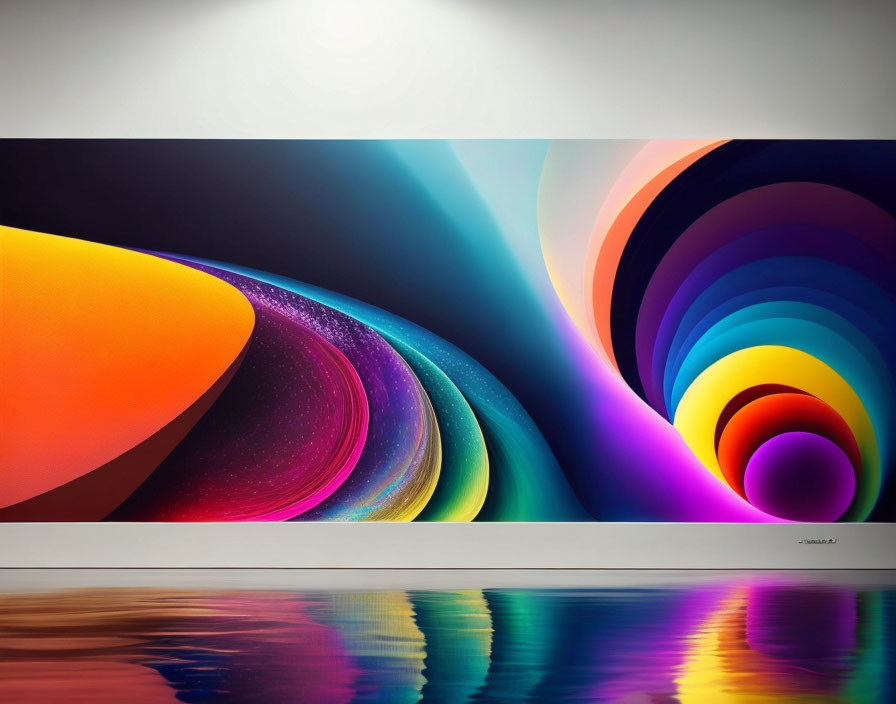 Colorful Abstract Swirls Reflected on Glossy Surface