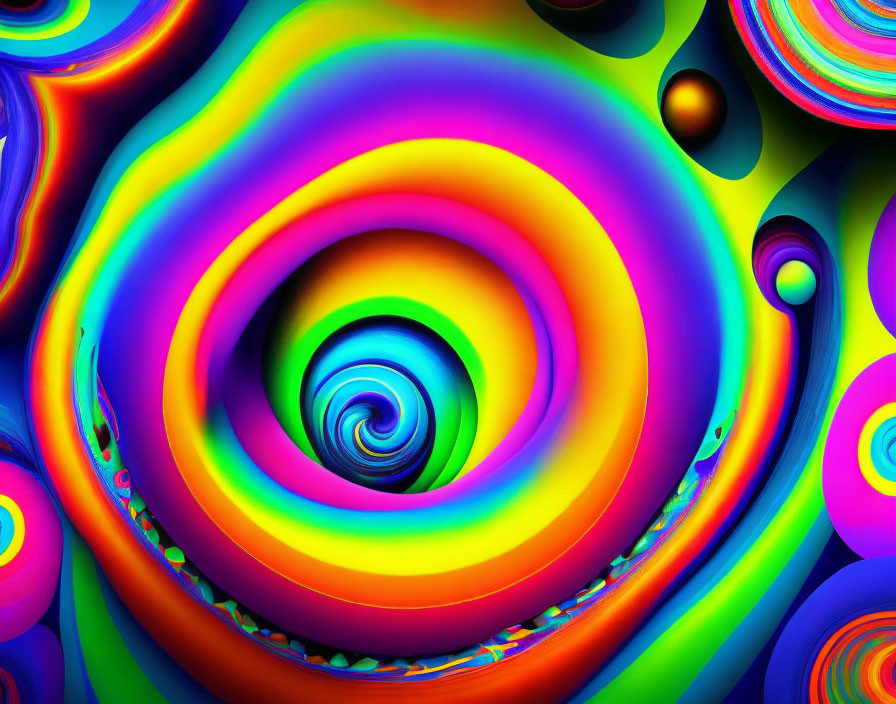 Colorful Swirling Abstract Digital Art with Rainbow Spectrum