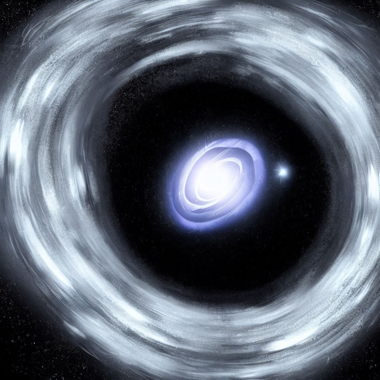 Bright Blue-White Accretion Disk Around Black Hole in Space