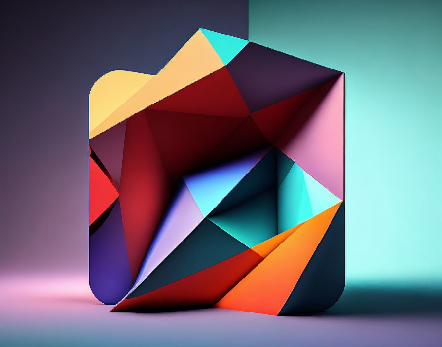Colorful 3D Geometric Figure on Gradient Background