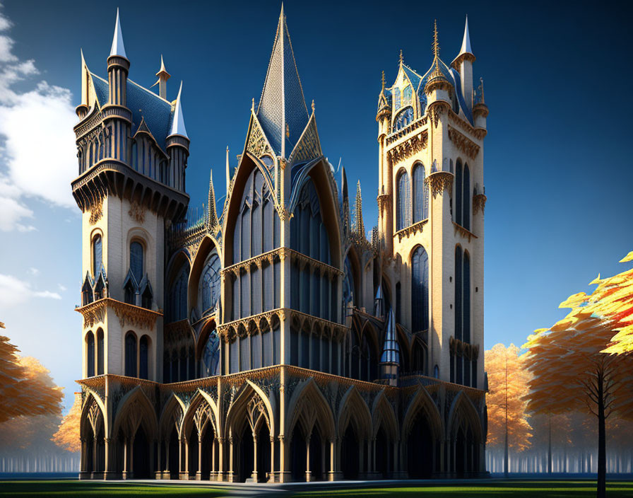 An architectural complex in neo-gothic style