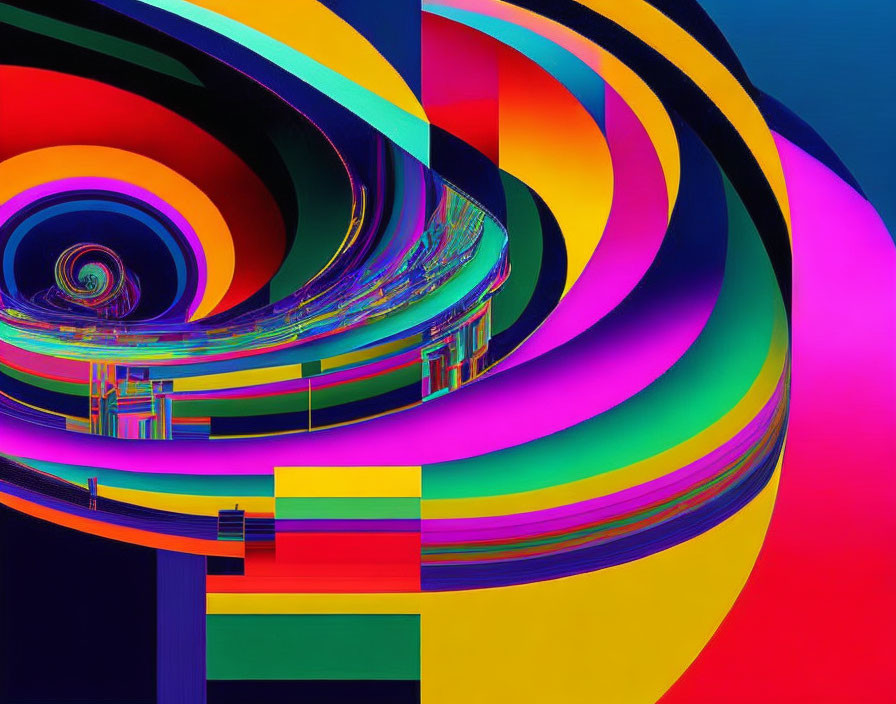 Colorful Abstract Art with Vibrant Spirals on Multicolored Background