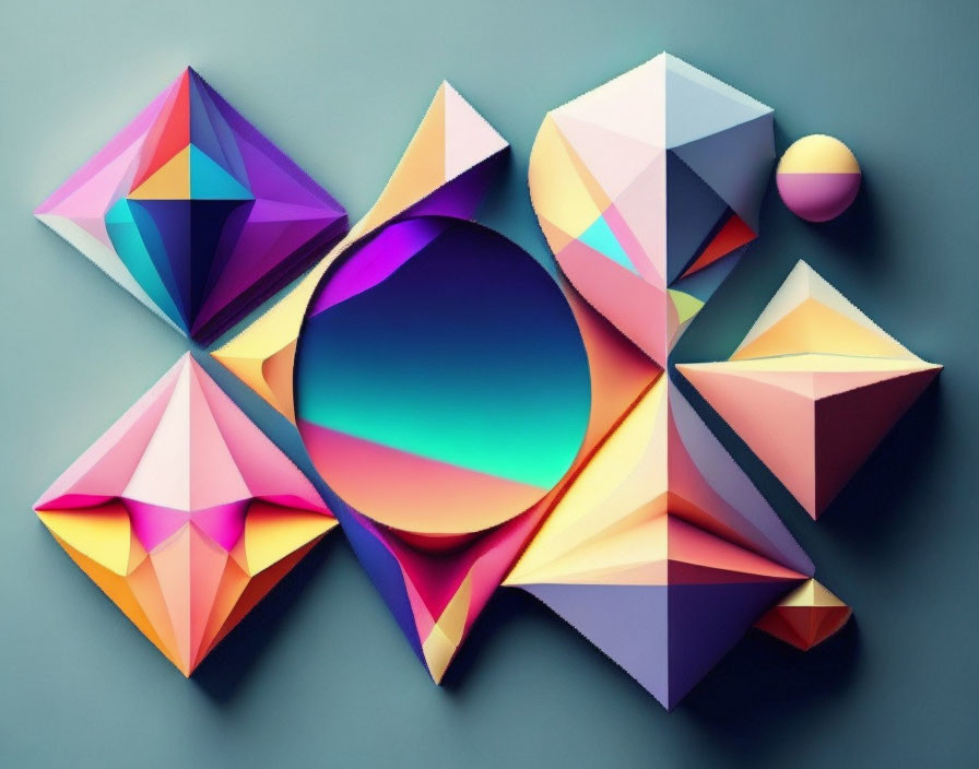 Abstract Geometric Shapes on Pastel Background