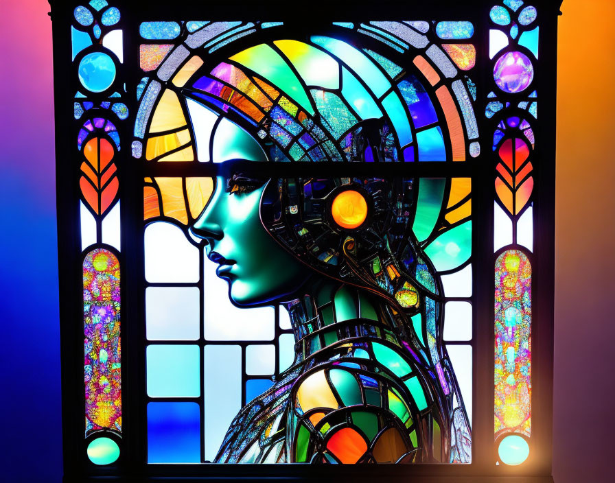 A cybernetic stained glass window